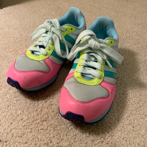 neon color adidas sneakers